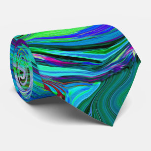 Groovy Abstrakt Retro Grün und Blau Swirl Krawatte