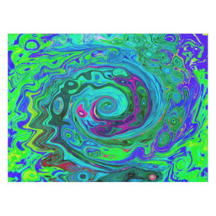 Groovy Abstrakt Retro Grün und Blau Swirl Tischdecke