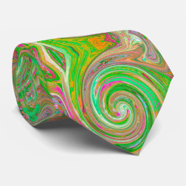 Groovy Abstrakt Retro Grün und Hot Pink Swirl Krawatte