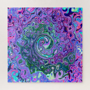 Groovy Abstrakt Retro Grün und Lila Swirl