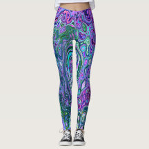 Groovy Abstrakt Retro Grün und Lila Swirl