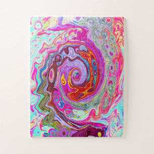 Groovy Abstrakt Retro Hot Pink und Blue Swirl