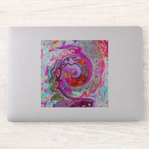 Groovy Abstrakt Retro Hot Pink und Blue Swirl Aufkleber