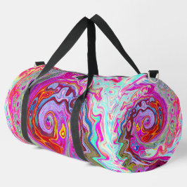 Groovy Abstrakt Retro Hot Pink und Blue Swirl Duffle Bag