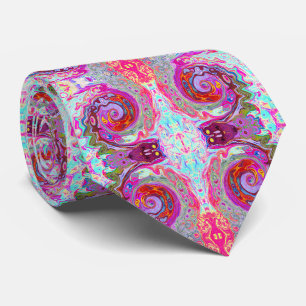 Groovy Abstrakt Retro Hot Pink und Blue Swirl Krawatte