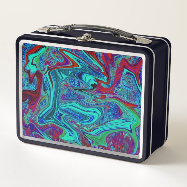 Groovy Abstrakt Retro Kunst, Dichtung und Musik Metall Brotdose (Vorderseite)