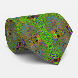 Groovy Abstrakt Retro Lime Green und Blue Swirl Krawatte