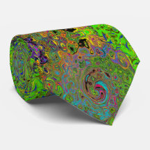 Groovy Abstrakt Retro Lime Green und Blue Swirl