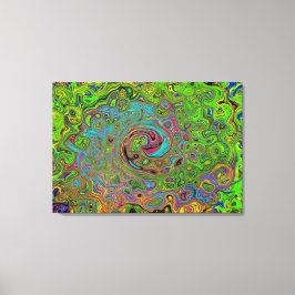 Groovy Abstrakt Retro Lime Green und Blue Swirl Leinwanddruck