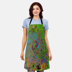 Groovy Abstrakt Retro Lime Green und Blue Swirl Schürze