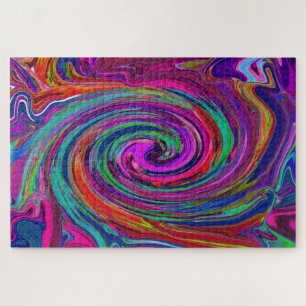 Groovy Abstrakt Retro Magenta Dark Rainbow Swirl