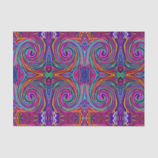 Groovy Abstrakt Retro Magenta Dark Rainbow Swirl Seidenpapier (Vorderseite)