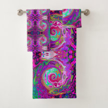 Groovy Abstrakt Retro Magenta Rainbow Swirl