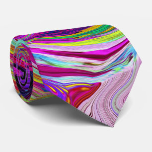 Groovy Abstrakt Retro Magenta Rainbow Swirl Krawatte