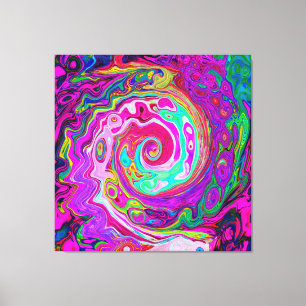 Groovy Abstrakt Retro Magenta Rainbow Swirl Leinwanddruck