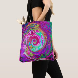 Groovy Abstrakt Retro Magenta Rainbow Swirl Tasche