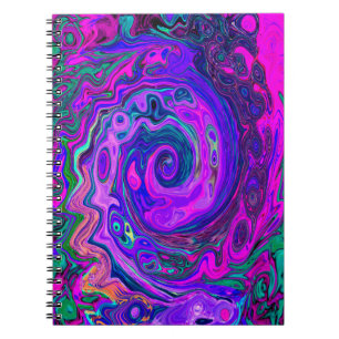Groovy Abstrakt Retro Magenta und Lila Swirl Notizblock