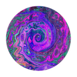 Groovy Abstrakt Retro Magenta und Lila Swirl Schneidebrett