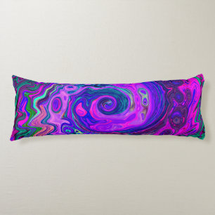 Groovy Abstrakt Retro Magenta und Lila Swirl Seitenschläferkissen