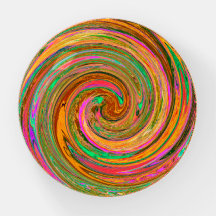 Groovy Abstrakt Retro Orange und grüner Swirl