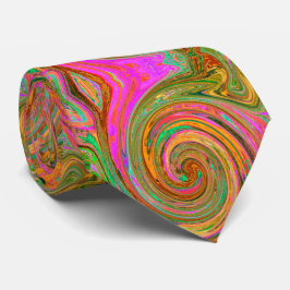 Groovy Abstrakt Retro Orange und grüner Swirl Krawatte