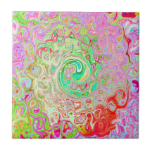 Groovy Abstrakt Retro Pastel Green Liquid Swirl