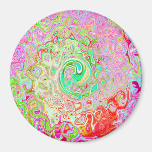 Groovy Abstrakt Retro Pastel Green Liquid Swirl Magnet