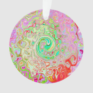 Groovy Abstrakt Retro Pastel Green Liquid Swirl Ornament