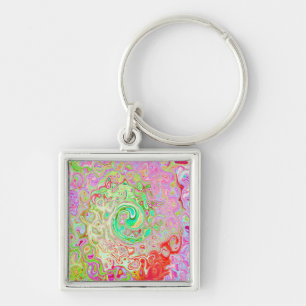 Groovy Abstrakt Retro Pastel Green Liquid Swirl Schlüsselanhänger