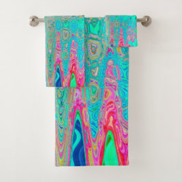 Groovy Abstrakt Retro Rainbow AtomWaves Badhandtuch Set