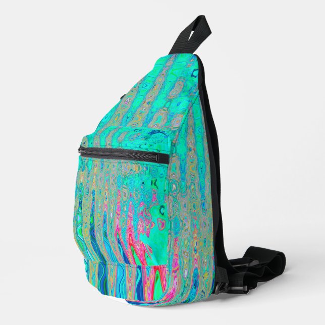 Groovy Abstrakt Retro Rainbow AtomWaves Crossbody Bag (Rechte Ecke)
