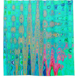 Groovy Abstrakt Retro Rainbow AtomWaves Duschvorhang