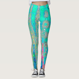 Groovy Abstrakt Retro Rainbow AtomWaves Leggings