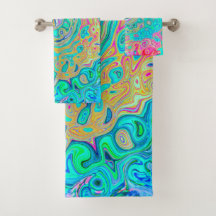 Groovy Abstrakt Retro Rainbow Liquid Swirl