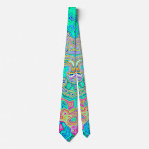 Groovy Abstrakt Retro Rainbow Liquid Swirl Krawatte