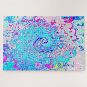 Groovy Abstrakt Retro Robin's Egg Blue Swirl
