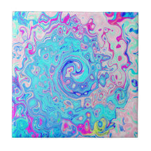 Groovy Abstrakt Retro Robin's Egg Blue Swirl
