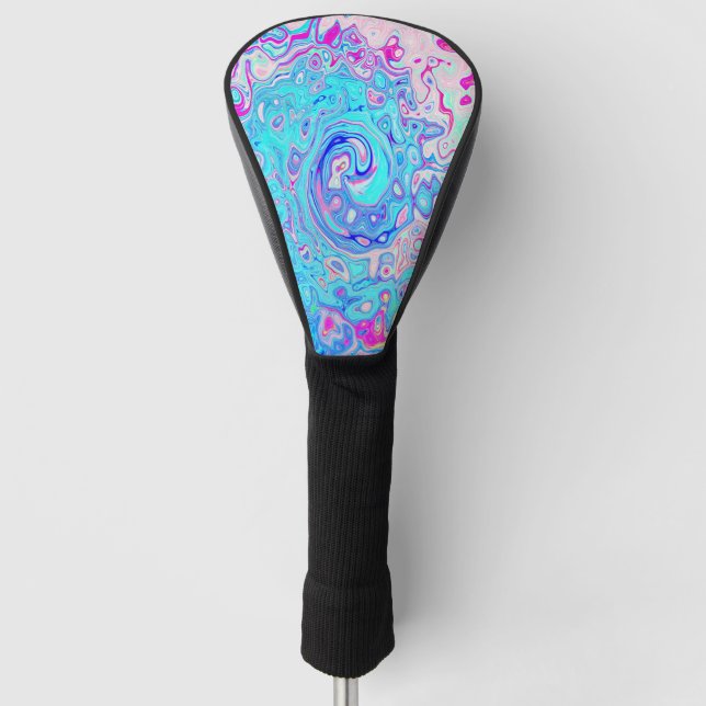 Groovy Abstrakt Retro Robin's Egg Blue Swirl Golf Headcover (Vorderseite)