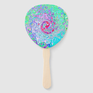 Groovy Abstrakt Retro Rosa und grüner Swirl Fächer