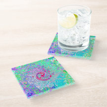 Groovy Abstrakt Retro Rosa und grüner Swirl