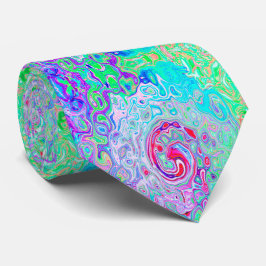 Groovy Abstrakt Retro Rosa und grüner Swirl Krawatte