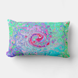 Groovy Abstrakt Retro Rosa und grüner Swirl Lendenkissen