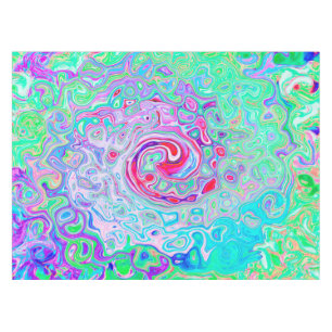 Groovy Abstrakt Retro Rosa und grüner Swirl Tischdecke