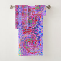 Groovy Abstrakt Retro Rot, Lila und rosa Swirl