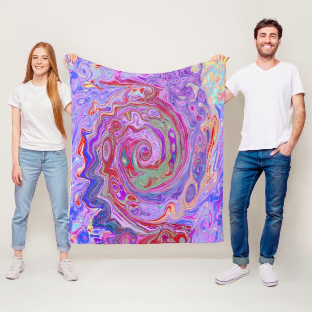 Groovy Abstrakt Retro Rot, Lila und rosa Swirl Fleecedecke (Beispiel)