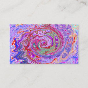 Groovy Abstrakt Retro Rot, Lila und rosa Swirl Visitenkarte