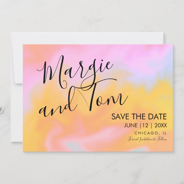 Groovy Abstrakt Script Save the Date Einladung (Vorderseite)