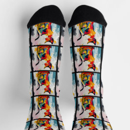Groovy Abstrakte Katze im Stil der 60er Jahre Socken