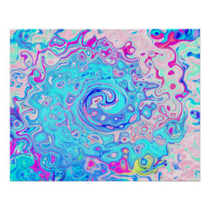 Groovy Abstrakte Retro-Rotkehlcheneiblau-Swirle Poster