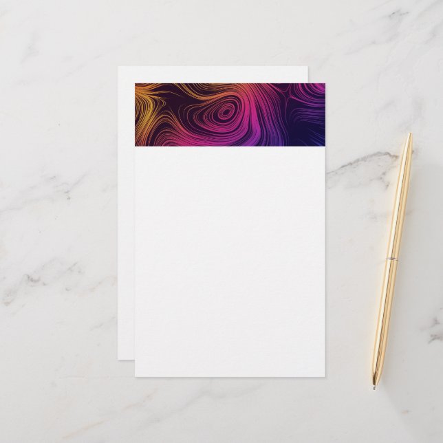 Groovy Abstrakte Wirbel und Kreise Cool Briefpapier (Vorderseite/Rückseite Beispiel)